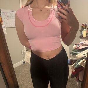 Pink Ribbed Crop Top